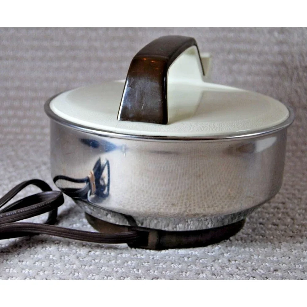 Vintage Moulinex Electric Kettle MCM Tested and Working Model V605 Brown Chrome